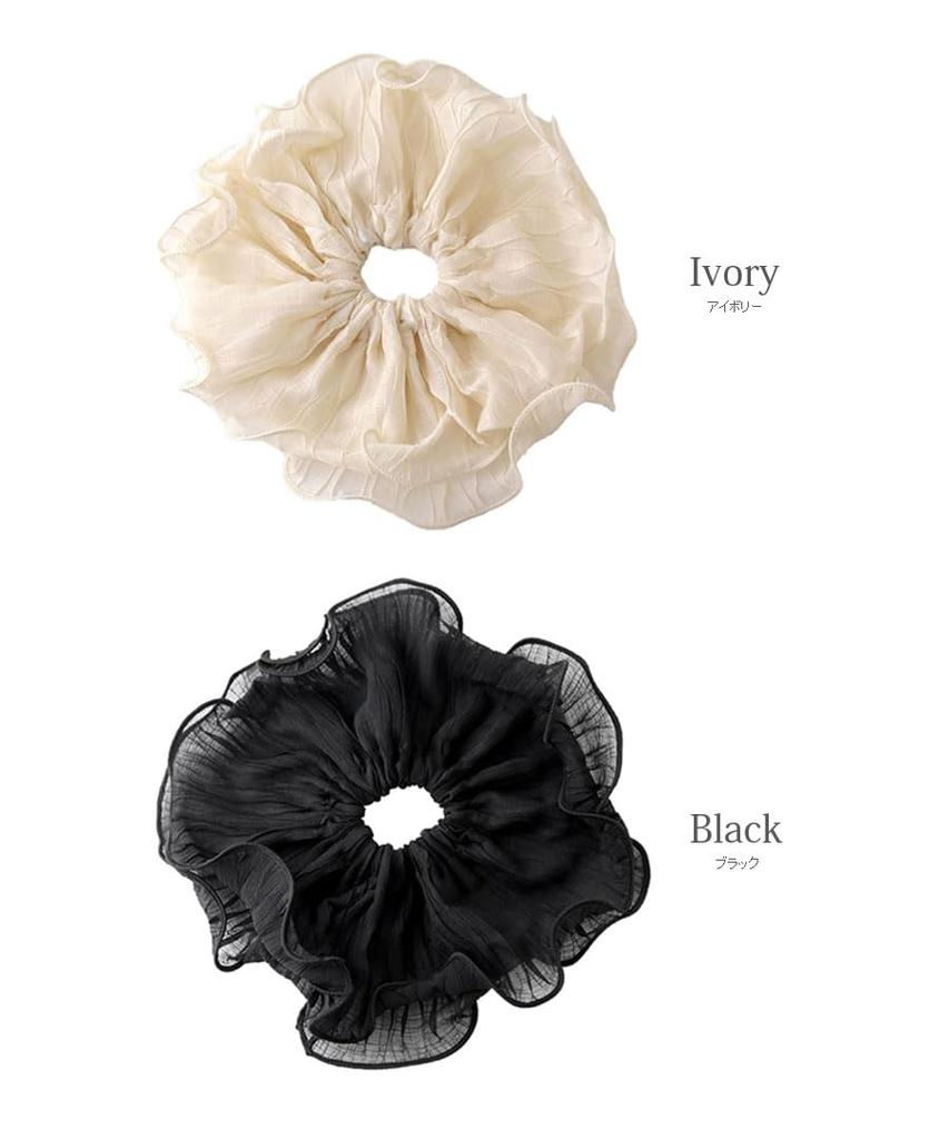 VINGTAINE Chiffon Scrunchie Hair Accessory for Lightweight and Easy to Hair Women, Style, Tie, HS-210-IV