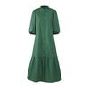 Women's Button Up Kaftan Oversized Dress Solid Color Casual 3/4 Sleeve Flounce Hem Long Dress
