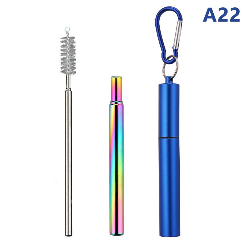 1/3Pcs Reusable Telescopic Straw 304 Stainless Steel Metal Straw With Cleaning Brush Portable Drinking Straw Set For Travel