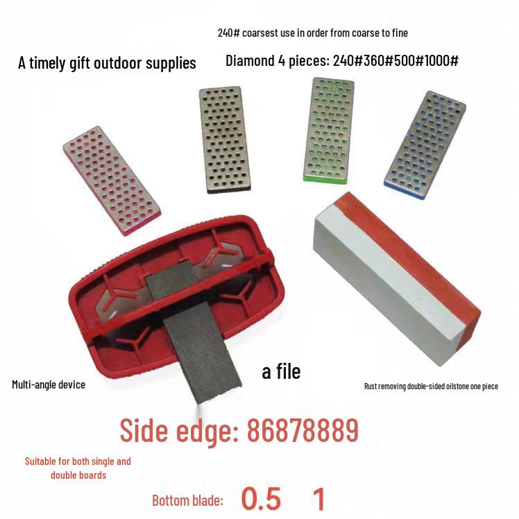 Multi-Angle Snowboard and Ski Edge Sharpener with Rust Remover and Deburring Tool