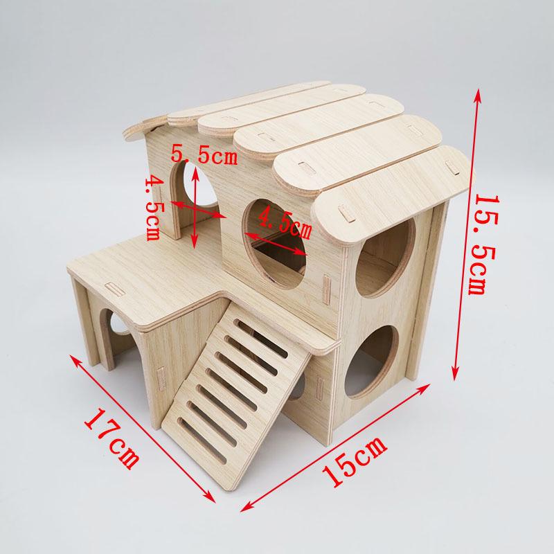 Solid Wood Double-Layer Hamster House with Swing & Seesaw