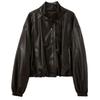 Sancai Women's 2026 Spring Stand Collar Faux Leather Jacket