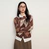 Elva' Island Women's Elegant Retro Argyle Knit Cardigan