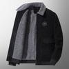 Men Autumn Winter Solid Color Jacket Lapel Long Sleeve Flap Pockets Zipper
