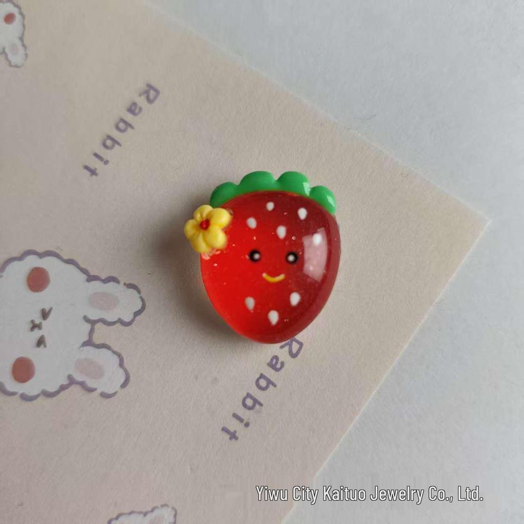 Strawberry Resin Fruit Ornaments: DIY Phone Case, Hair Clip, and Decorative Stickers