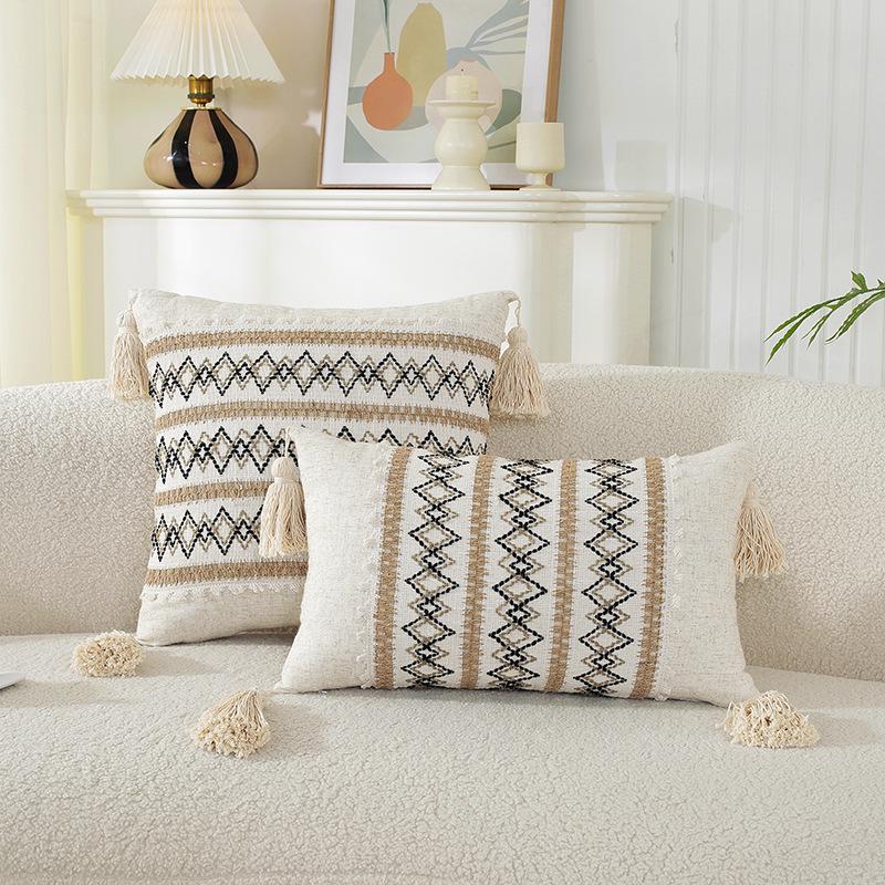 American Multicolor Jacquard Throw Pillow Cover for Sofa, Bed, Chair, and Car