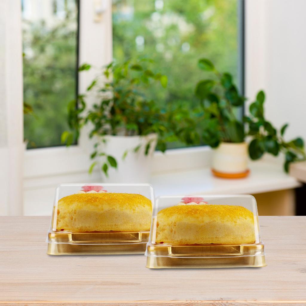 100Pcs Safe Food Grade Square Packaging Box Transparent Lid Cake Dessert Container for Bakery Items Wedding Birthday Anniversary
