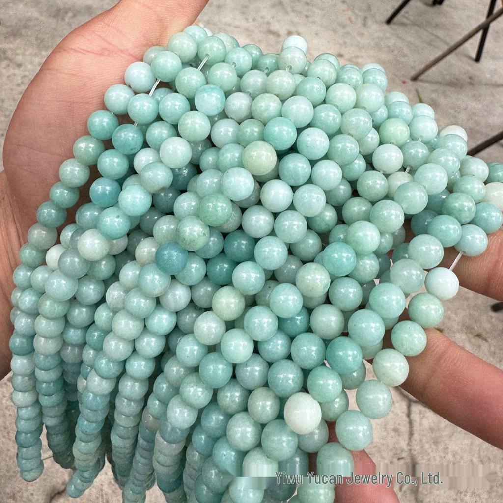Optimized Amazonite Blue-Green Jade Round Beads for DIY Accessories