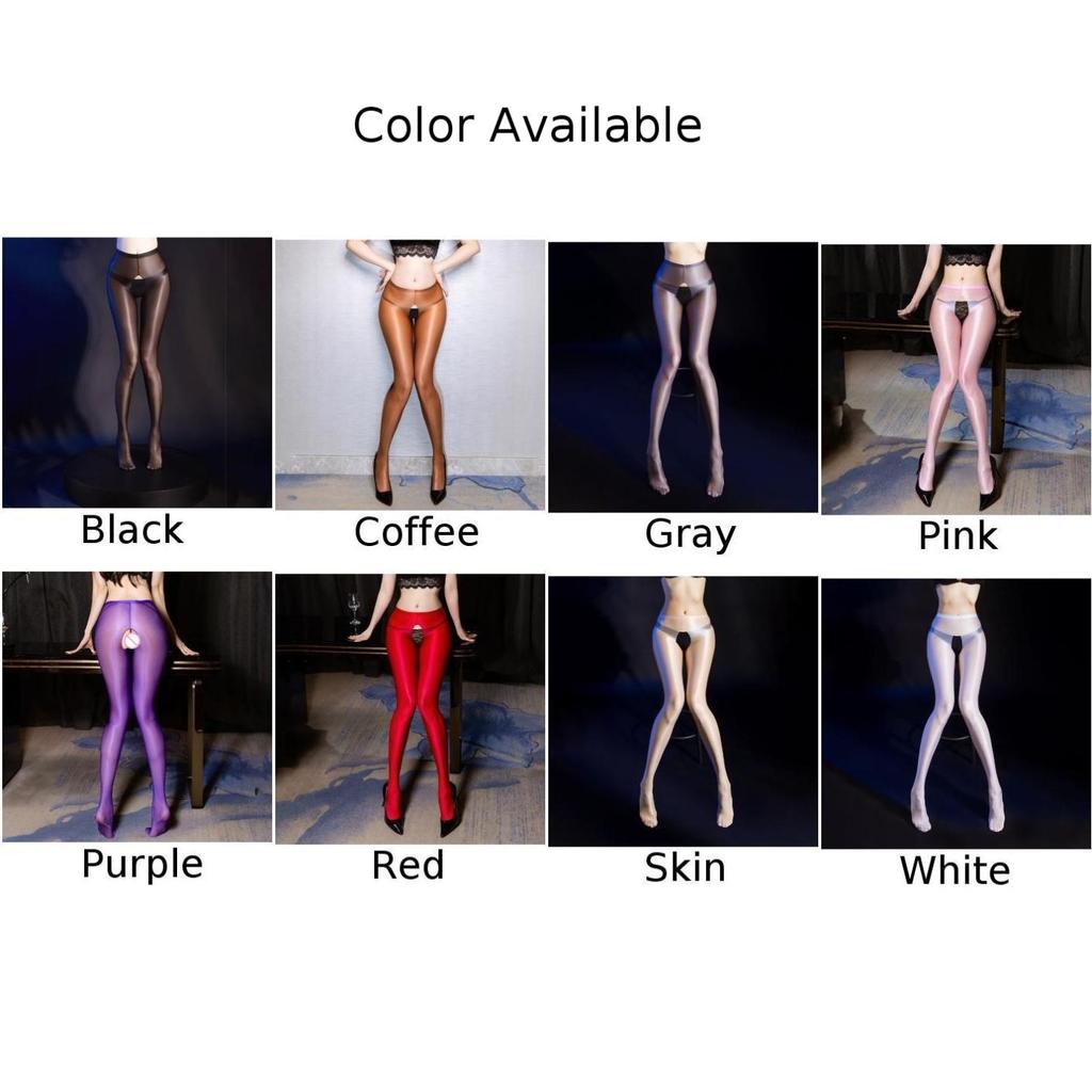 Men Women Oil Shiny Glossy Sheer Stockings Dance Tights Crothless Pantyhose Crothless Bodyhose Stretch Jumpsuit Erotic Lingerie