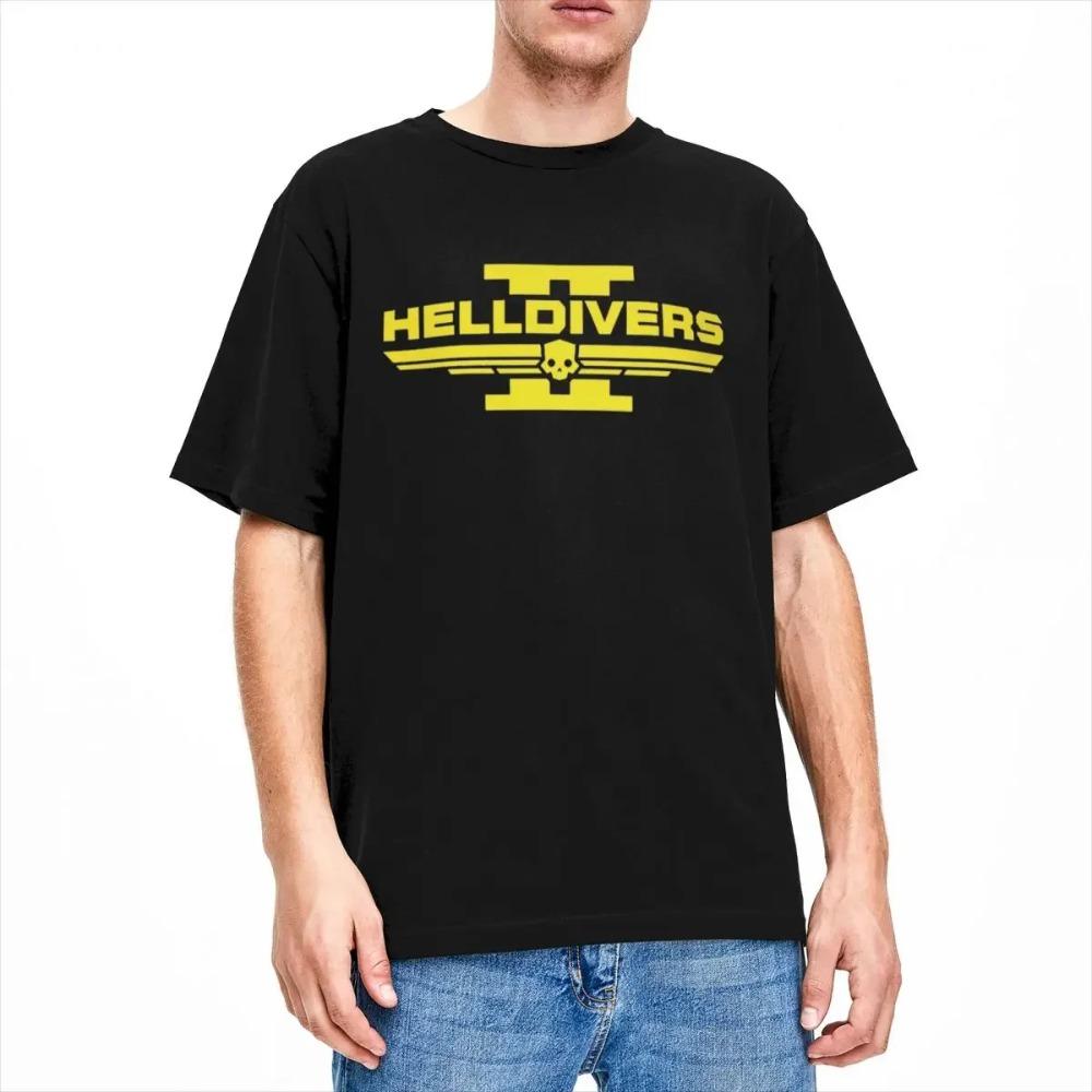 Vintage Helldivers 2 Video Game T-Shirts for Men Women  Tees Shirt Original Clothes