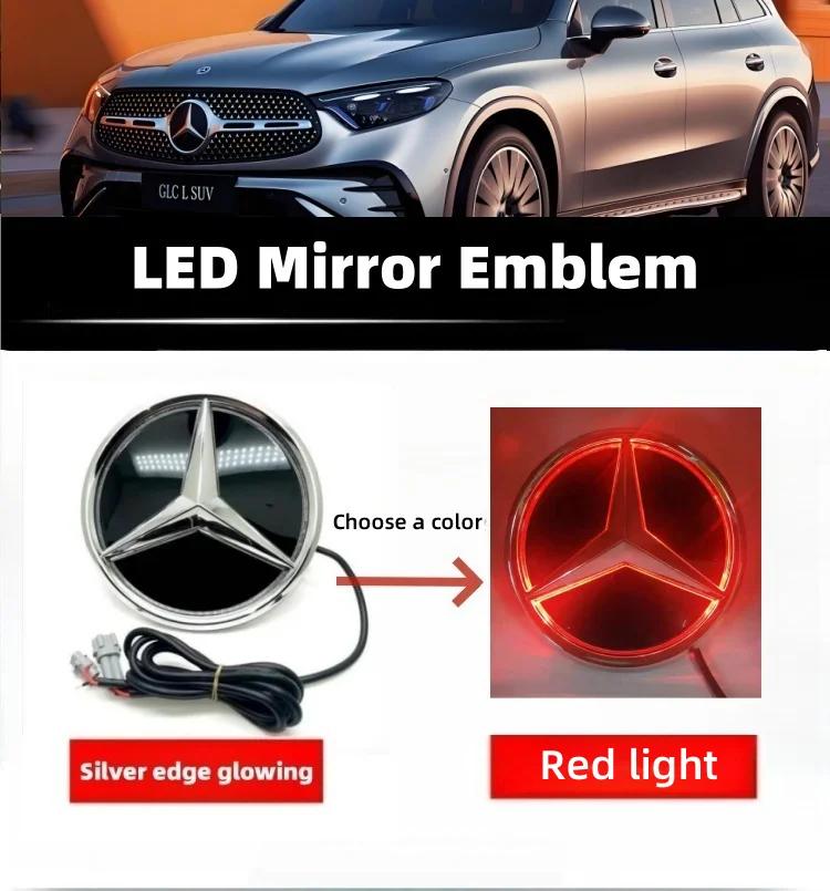 Bilklistremerke Varmt 2026 Nytt For Benz Stjernelogo til Frontgrill for Bil Hvit, Blå og LED-belyst Logo for Mercedes Benz W20