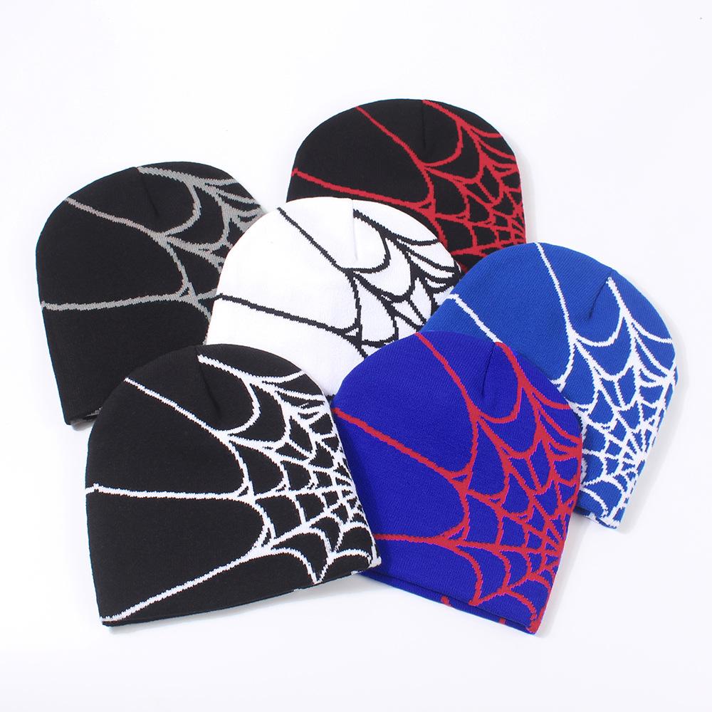 Versatile Style Hat Cool Spider Web Mens And Womens Warm Knitted Hatsbeanie