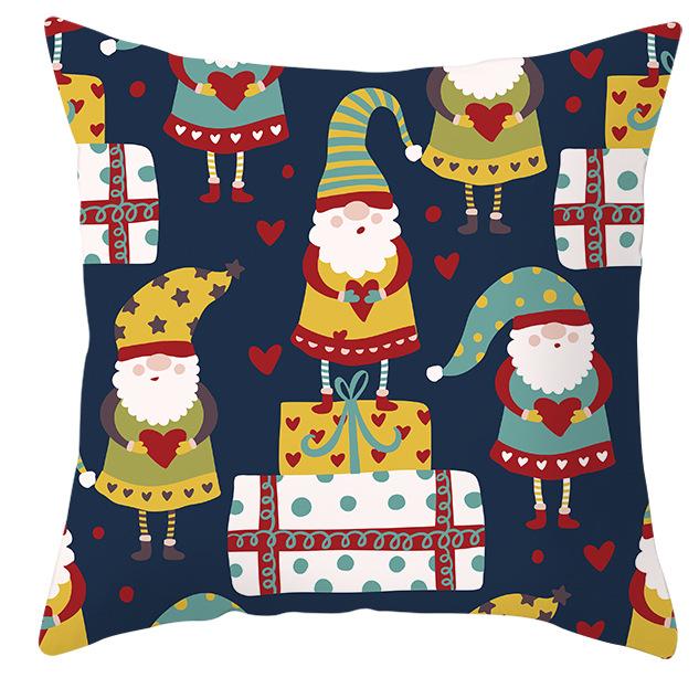 New Christmas Dwarf Pillow Cover Christmas Cute Dwarf Peach Skin Cushion Cover