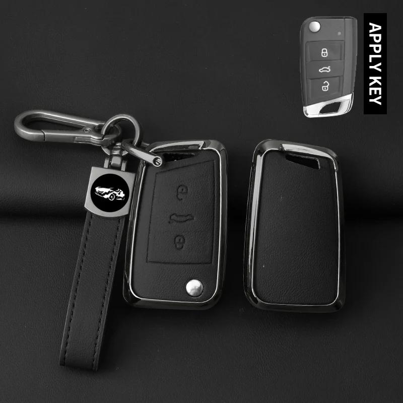 Interior Mouldings Metal Car Key Case Cover Shell For VW Volkswagen Golf 7 MK7 Tiguan MK2 SEAT Ateca Leon FR 2 Ibiza For Skoda O