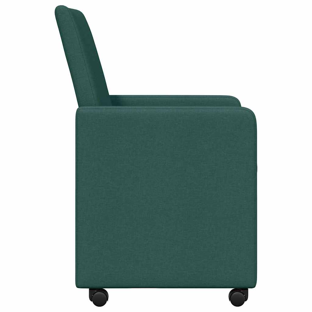 Dining Chairs with Casters 2 pcs Dark Green 57 x 66 x 94 cm