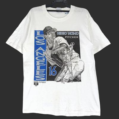 Vintage 90's Hot Hideo Nomo Japanese Player Dodgers Baseball Team Player White Large T Shirt Los Angeles Baseball the Tornado Shirt Size L