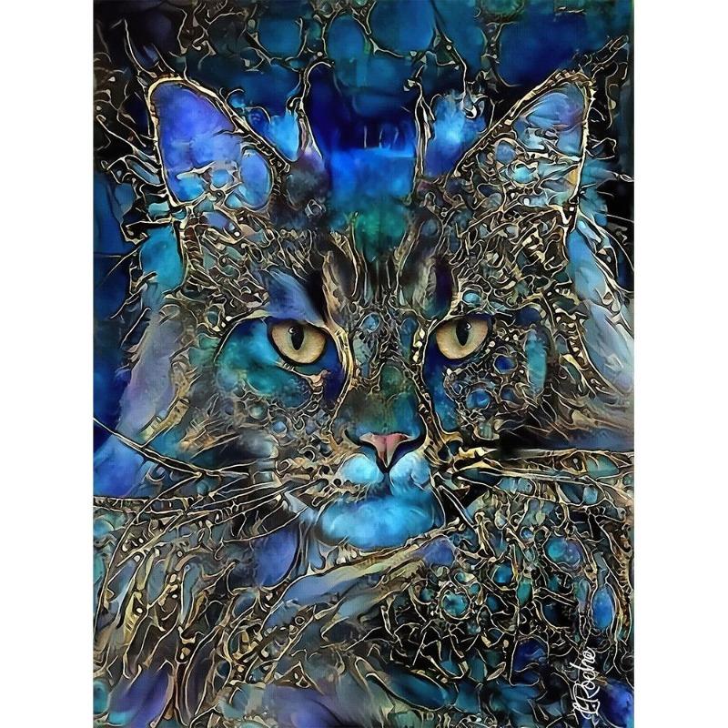 Canvas painting, wall painting, abstract watercolor posters with cats, cute animals, oil painting with a print for the modern house,