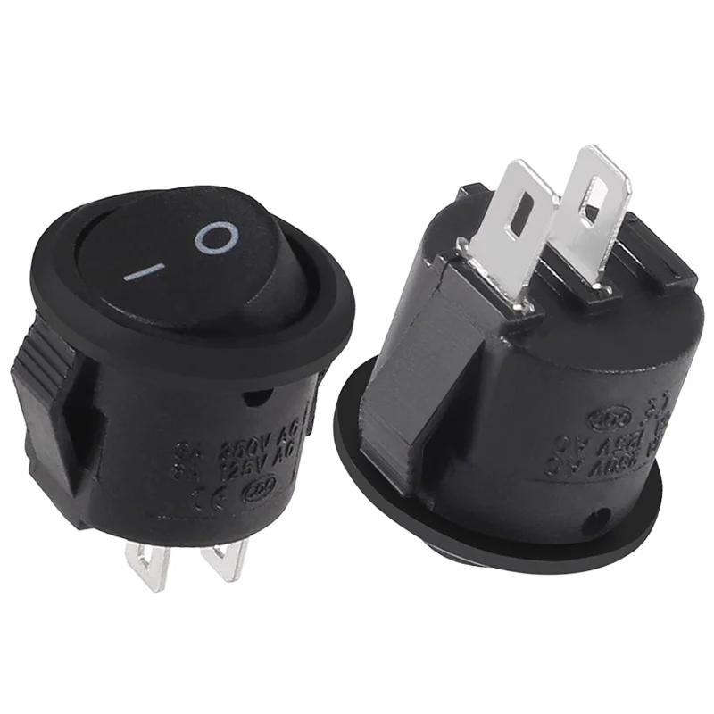 5PCS Black 2 Pin ON/OFF Round Rocker Switches 20mm Diameter Plastic Push Power Button Switch Toggle Switch 6A/250VAC 10A125VAC