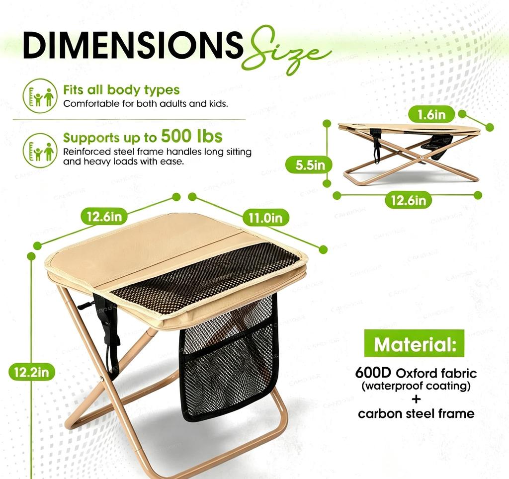 Sports Folding Chair, Upgraded Shoulder Strap Folding Stool, Ultra-lightweight,Portable Outdoor Camping Chair with Side Bags and Shoulder Straps