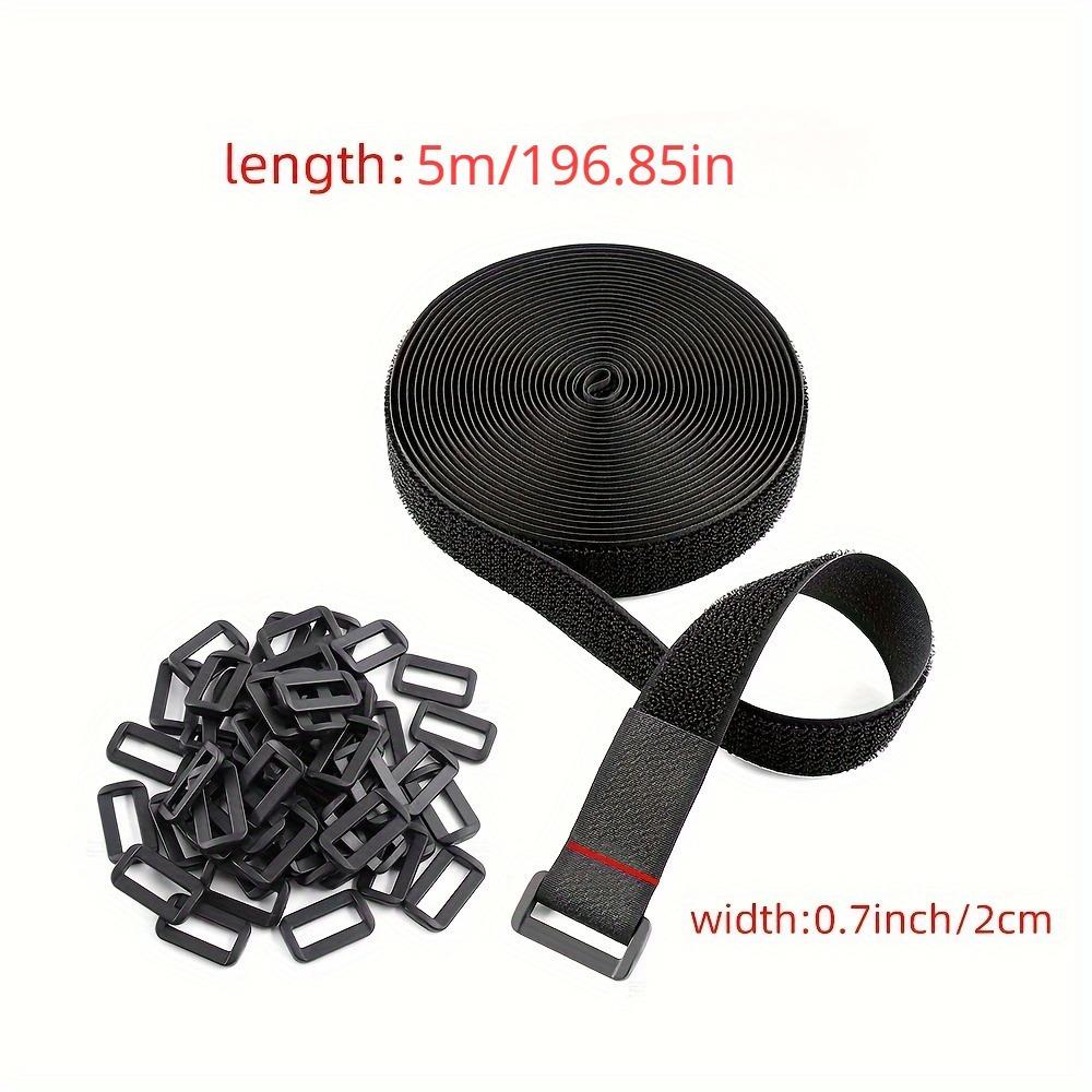 Nylon Hook & Loop Cable Ties. Reusable fastener roll with buckles for wire organizing & home storage.