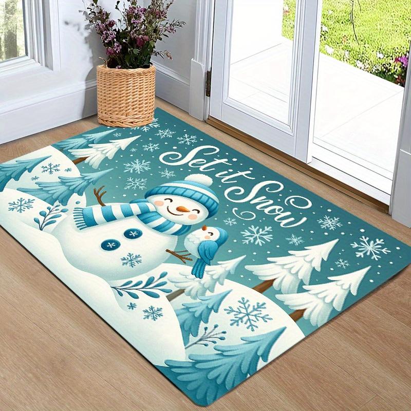 

1 шт. Кухонные коврики против усталости, Зимний принт снеговика и птицы, Водонепроницаемый, Нескользящий, Толстый амортизирующий кухонный коврик, Сверхпрочный комфортный коврик для стояния для кухни 40*60cm
