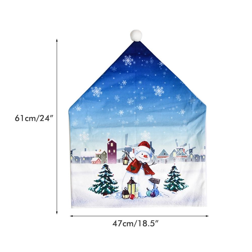 Christmas Chair Covers Chair Back Covers with Winter Snowman Santa Elk Pattern for Festive Decoration Dinner