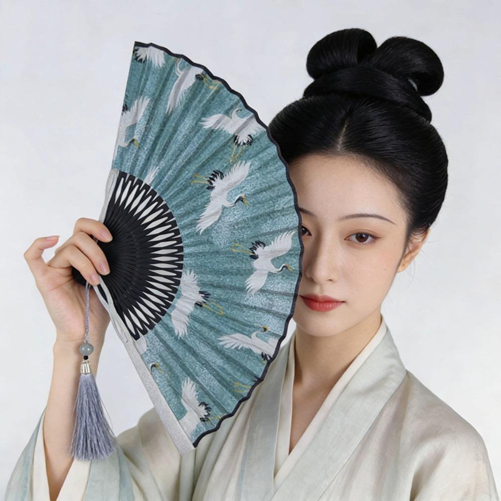 Vintage Summer Hand Fan Fabric Fan Dance Fan High-end Chinese Style Folding Fan  Home