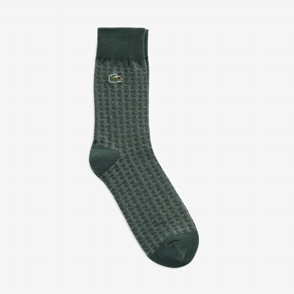 

LACOSTE Mens Jacquard Pattern Mid Neck Socks RA004E53N SMI