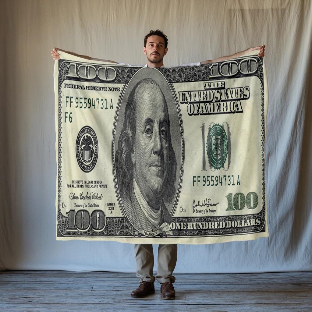 100$$$ Bogaty Dolar Pieniądze Kreskówka Miękki Flanelowy Koc do Łóżek Sypialni Sofy Piknikowy Koc Podróżny do Rekreacji na Świeżym Powietrzu Drzemki