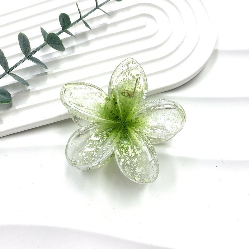 Retro Colorful Frangipani Flower Hair Claw Clip for Women