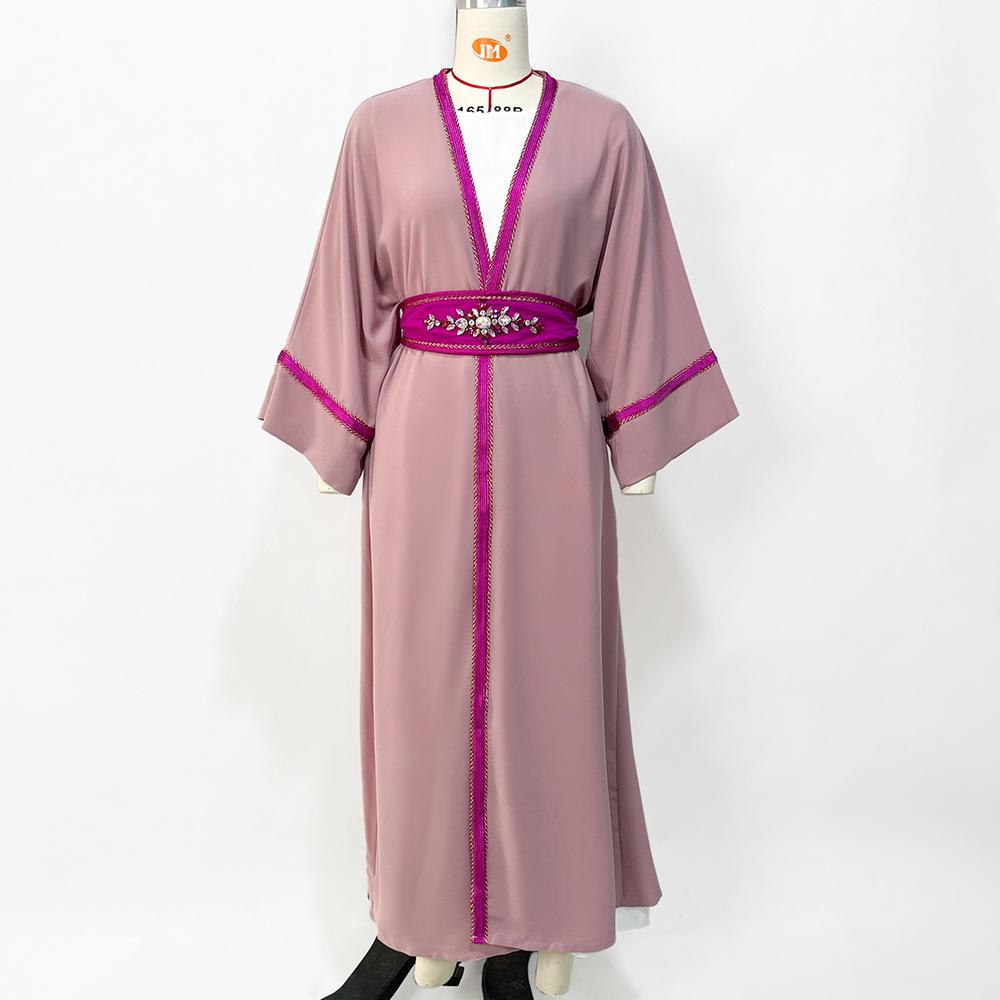 

Женский кардиган со стразами, накладной халат в Дубае, мусульманское платье-абайя XL розовый