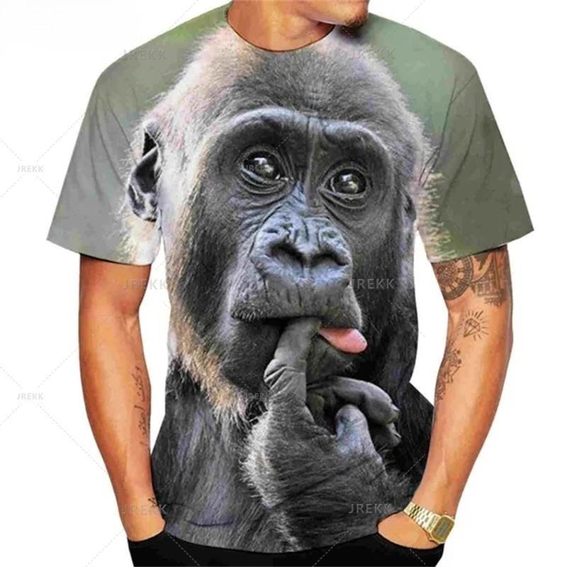 Animal T Shirt For Men 3D Printed Design Spoof Gorilla Funny Monkey Women T-Shirt Pout Monkey Children Short Sleeve Sweatshirt