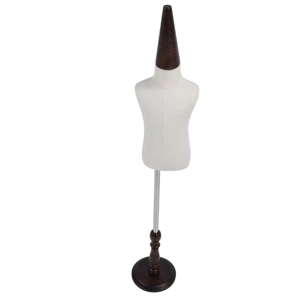 2 Years Kids Mannequin Dress Form with Wooden Base Half Body Easy To Assemble Linen Child Mannequin Torse for Window Counter Studio Clothing Store Dis