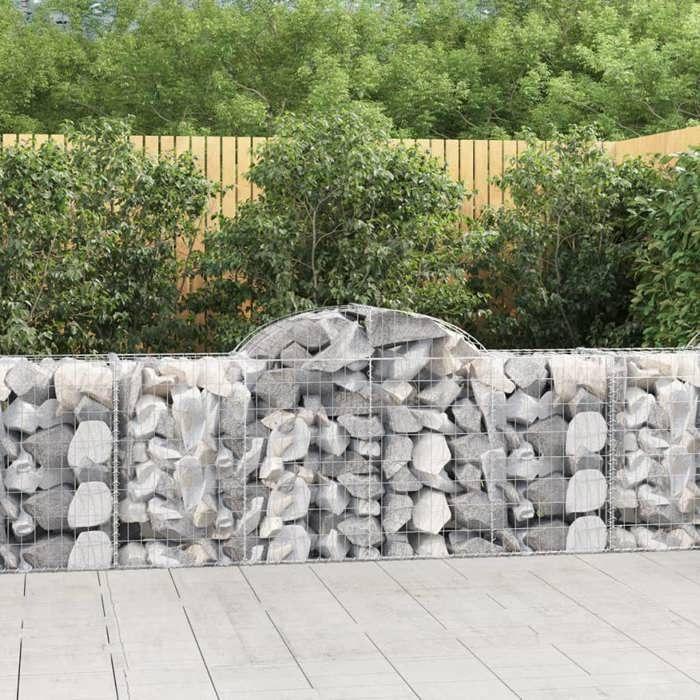 VidaXL Paniers à gabions arqués 7 pcs 200x50x80/100 cm Fer galvanisé, gabion, cage de gabion, panier de mur de gabion, mur 3146304