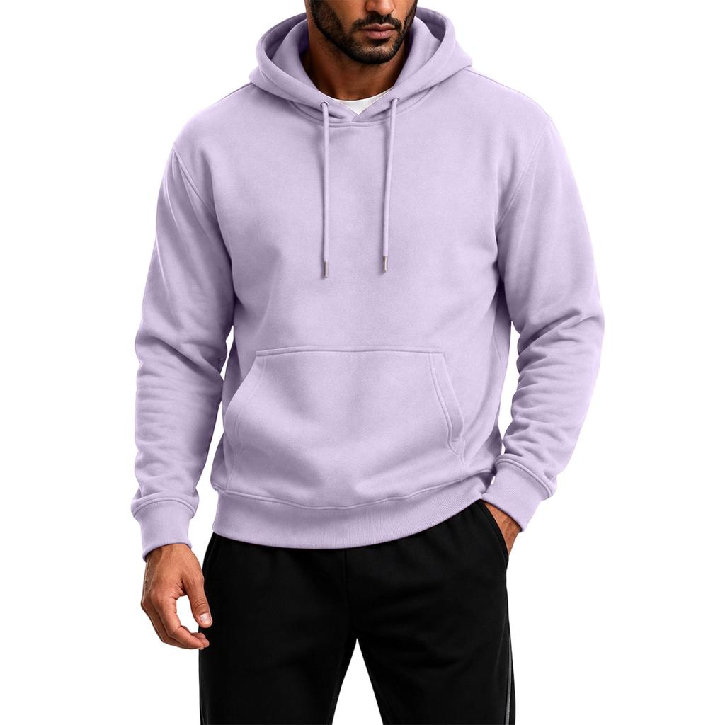 Men's Pullover Hoodie Long Sleeve Color Casual Sweatshirt for Everyday Wear