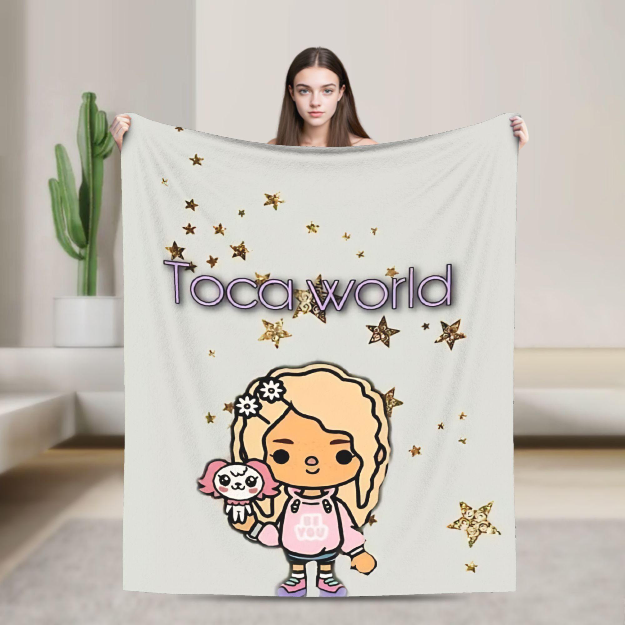 Creative Homewares Unisex Toca Boca World Knitted Blanket Fleece Cartoon Games Super Soft Throw Blankets For Home Couch Bed Rug