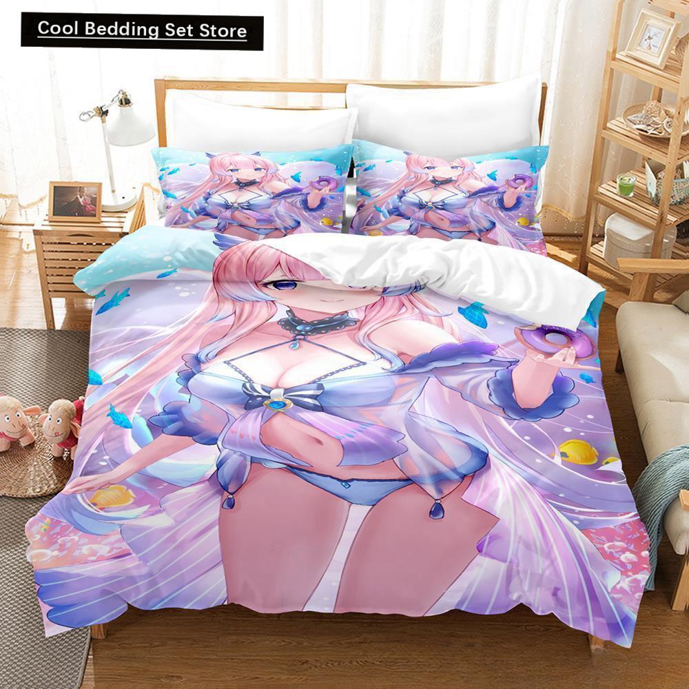 Genshin Impact Sangonomiya Kokomi Bedding Set Cartoon Anime Three-piece Set Adult Kid Bedroom Duvet Cover Sets 3D Kawaii Girls