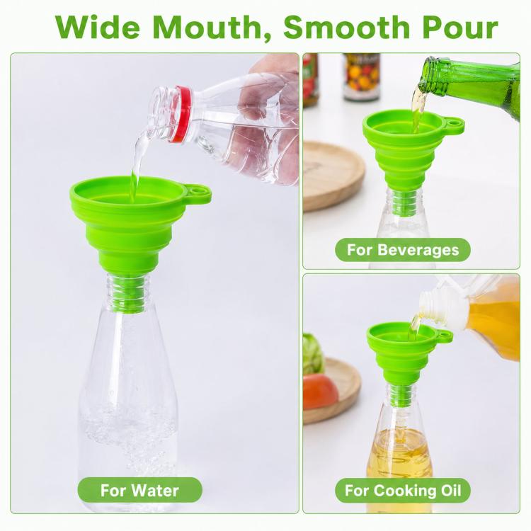 3pcs /Pack Food-Grade Silicone Collapsible Funnel Portable Folding Telescopic Funnel For Kitchen & Household Liquid Dispensing