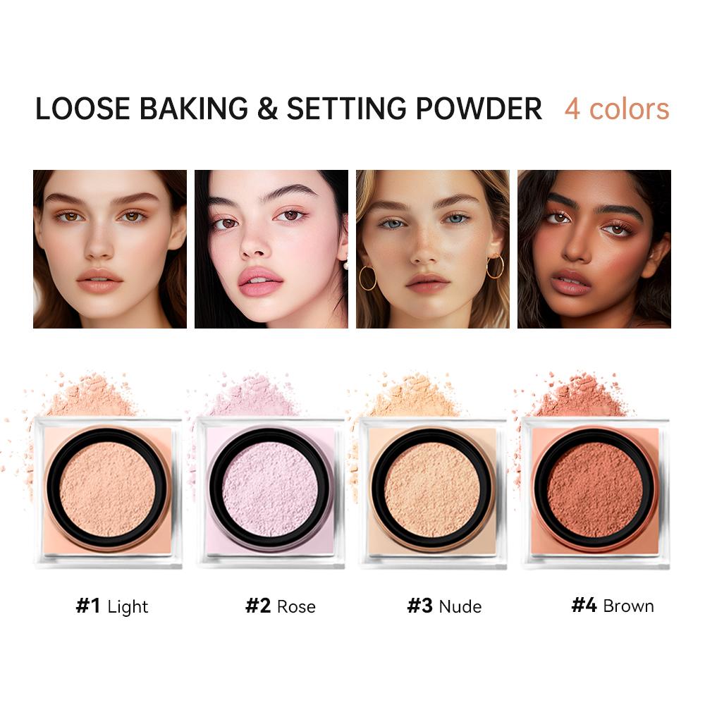 Xiaomi Loose Baking&Setting Powder and Puff Long Lasting Waterproof Oil Control Matte Setting Powder Natural Brightening Face Cosmetics