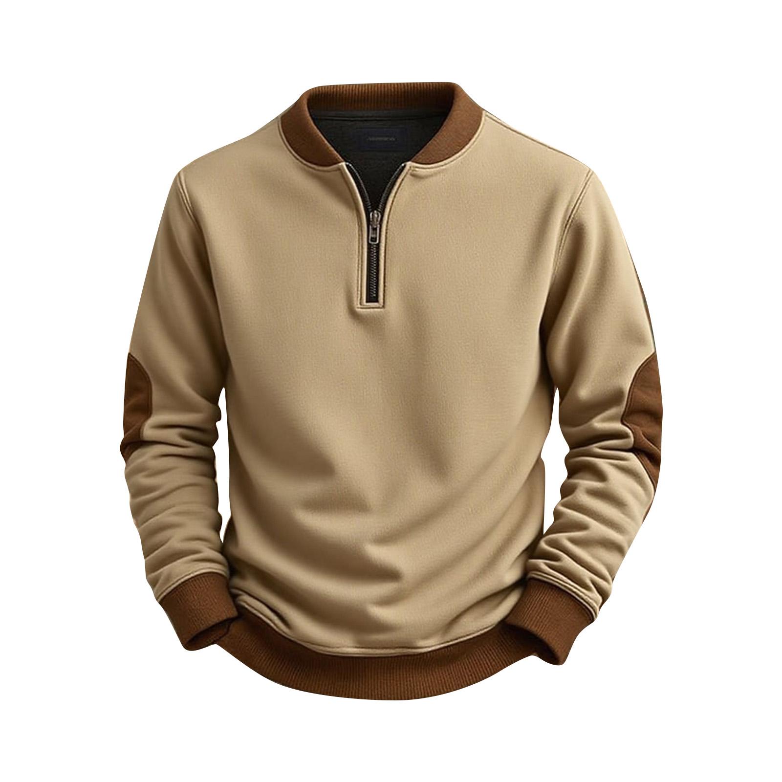 

Мужской однотонный свитшот на молнии до середины груди, мужской спортивный повседневный свитшот большого размера XL хаки