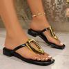 Female Shoes on Sale 2025 Flip Flops Women's Slippers Hot Sale Daily Slippers Women Metal Decoration Square Toe Plus Size Sandal