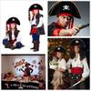 Pirate Compass Skull Print Hat Costume Kits for Treasure Hunt Stylish Role Play Accessories for Halloween Party
