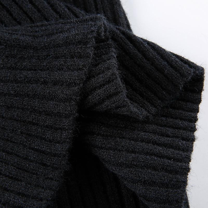 Thickened Square Neck Puff Sleeve Knit Top - Women's Slimming Waist Autumn/Winter Sweater