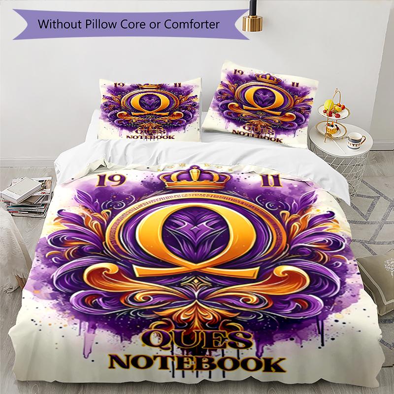 3pcs Omega Psi Phi pattern bedding set duvet cover set includes duvet cover &pillowcases, perfect all season bedroom decoration & gift