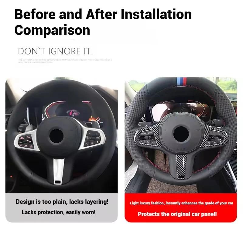 ABS Carbon Fiber Car Steering Wheel Button Cover Trim Stickers For BMW 3 5 Series G20 G30 X3 X4 G01 G02 2018-2020Car Accessories