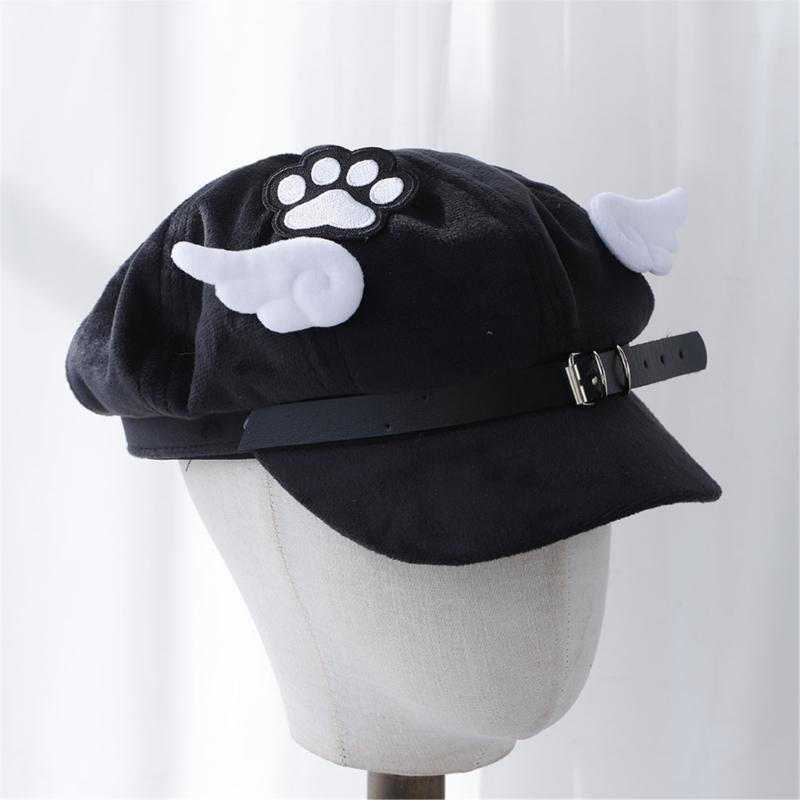 Trendy Wing Embellished Beret Hat Unique Wing Beret Hat Large Border Hat for Casual Outings or Art Exhibitions