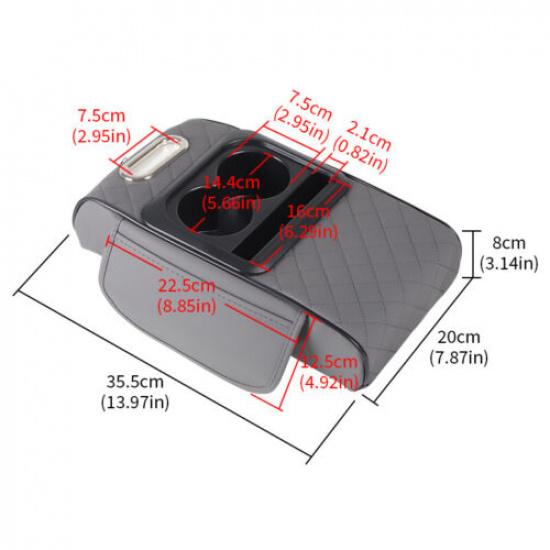 Car Armrest Pad Cover Auto Center Console Box With 2 Cup Holder Car Accessories