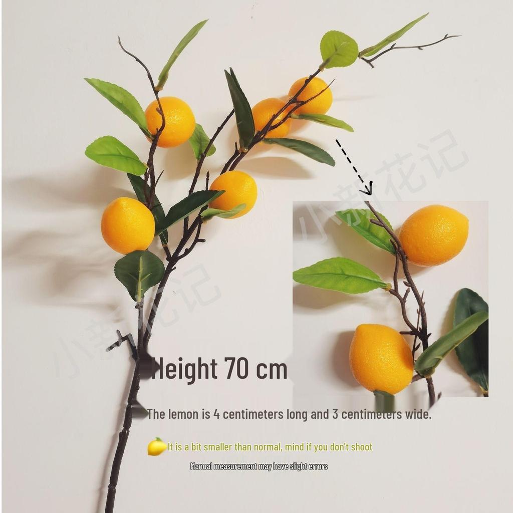 High-End Artificial Fruit Branch with Apples, Pomegranates, Oranges, Persimmons, and Lemons for Home Decor.