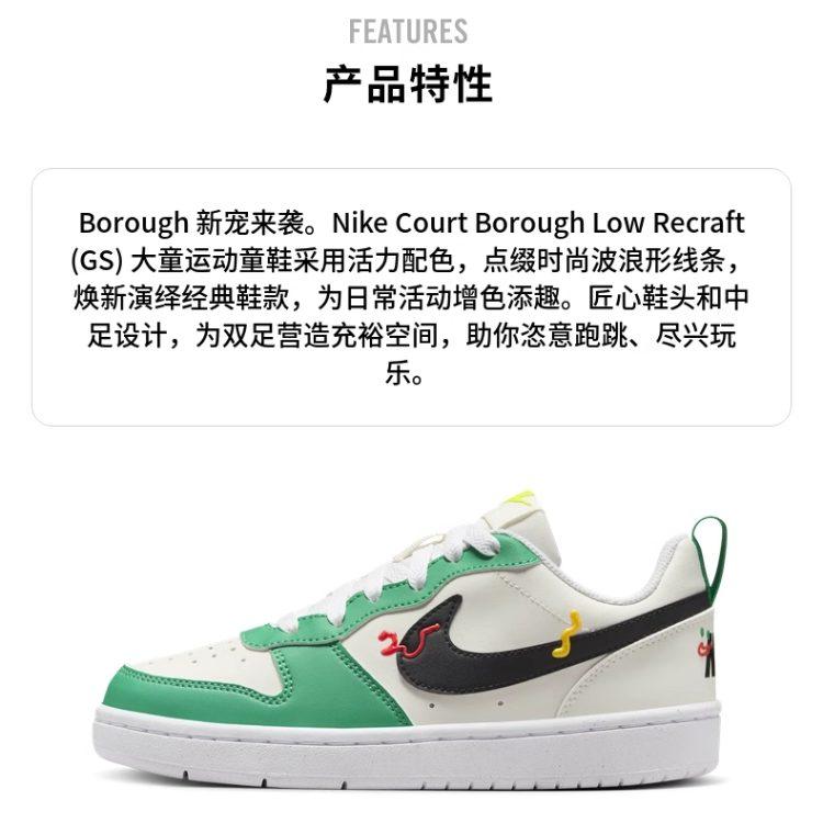 Nike Court Borough Low Skateboarding Shoes GS HF5750-101