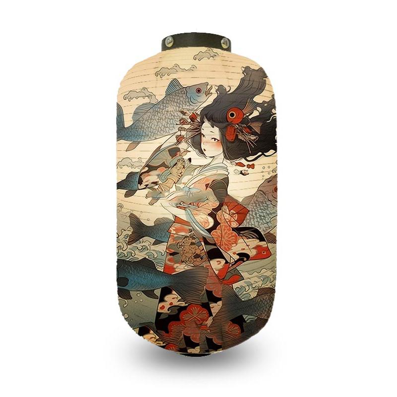 Custom NEW Japanese Lantern Ukiyo-e Style Samurai Cat Art Pattern Cloth Lantern Izakaya Pub Restaurant Decor Festival Hangings 20x38CM